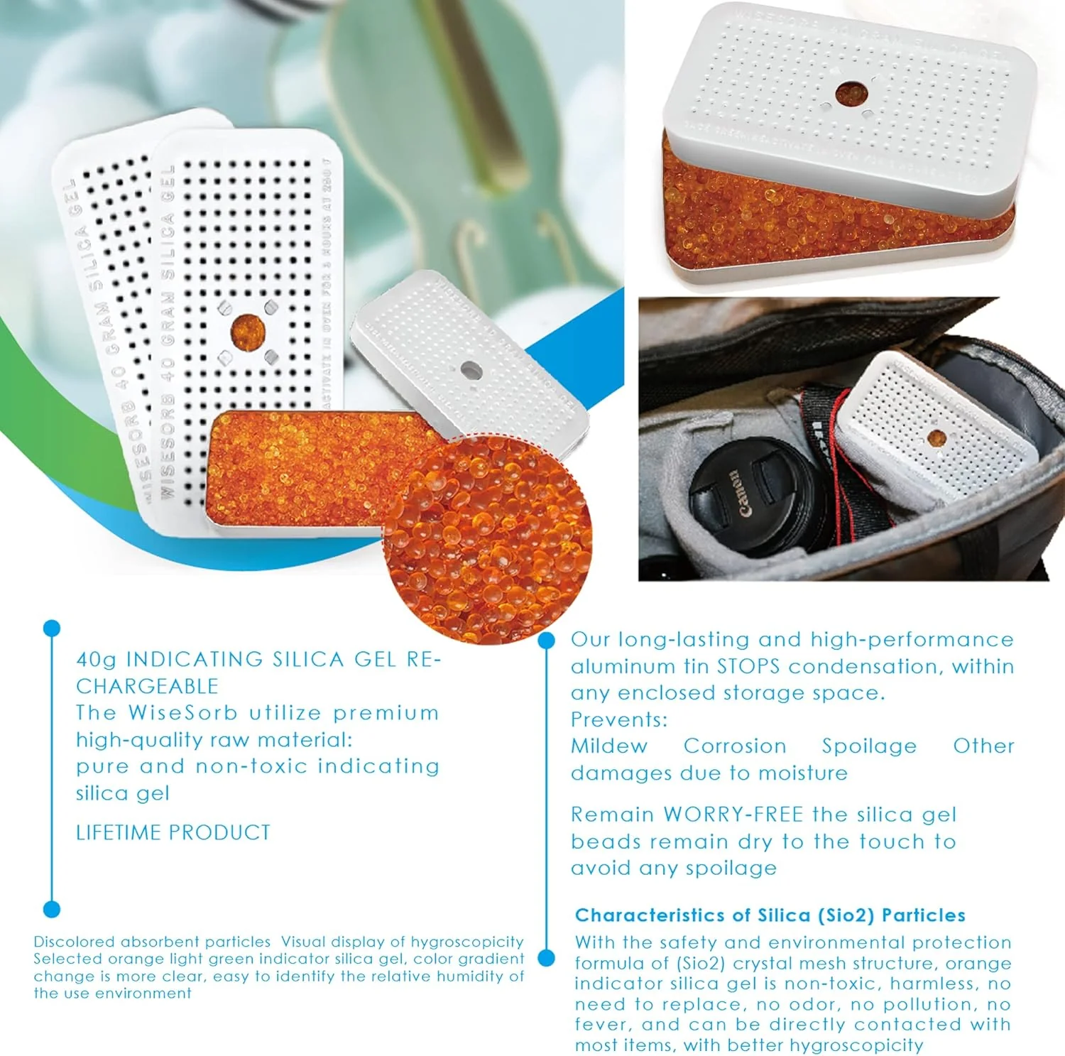 40g Reusable Indicating Silica Gel in Sealed Aluminum Box with Lid-Free Shipping - Image 8