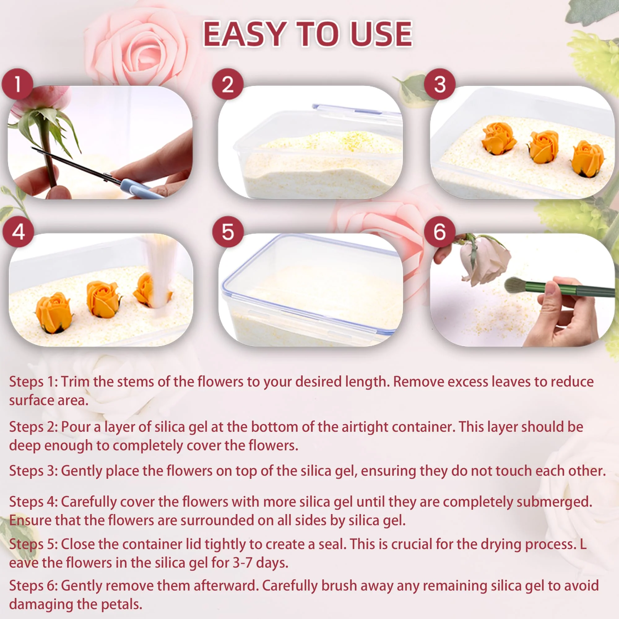 5 lb Silica Gel Flower Drying-Silica Sand Flower Drying Kits - Image 4