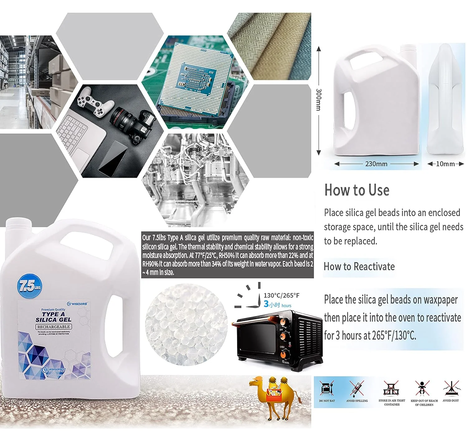 7.5 lb 1-3mm White Silica Gel Beads-Type A Silica Gel - Image 4