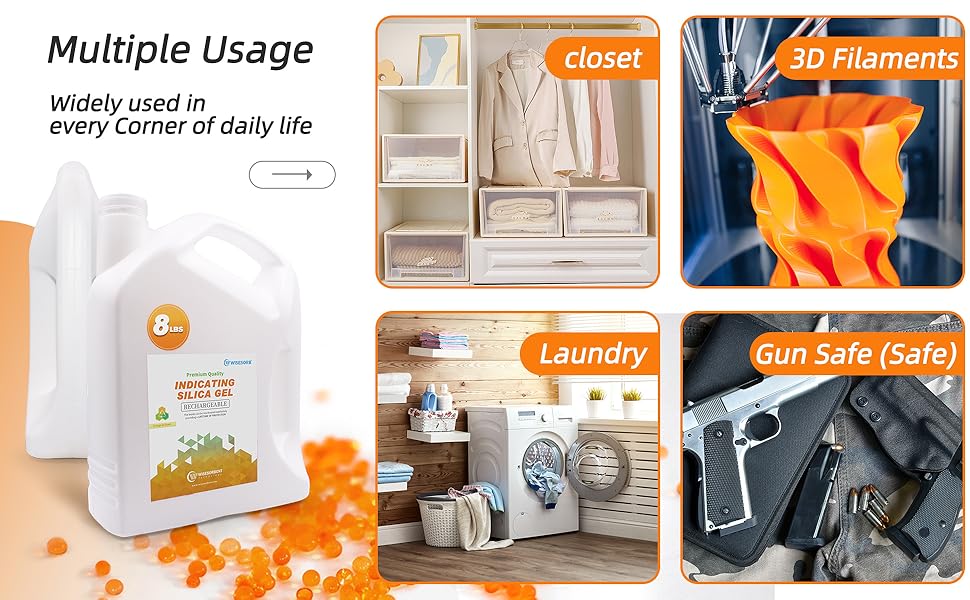 8 lb Orange Indicating Silica Gel Beads 2-4mm -Reusable - Image 12