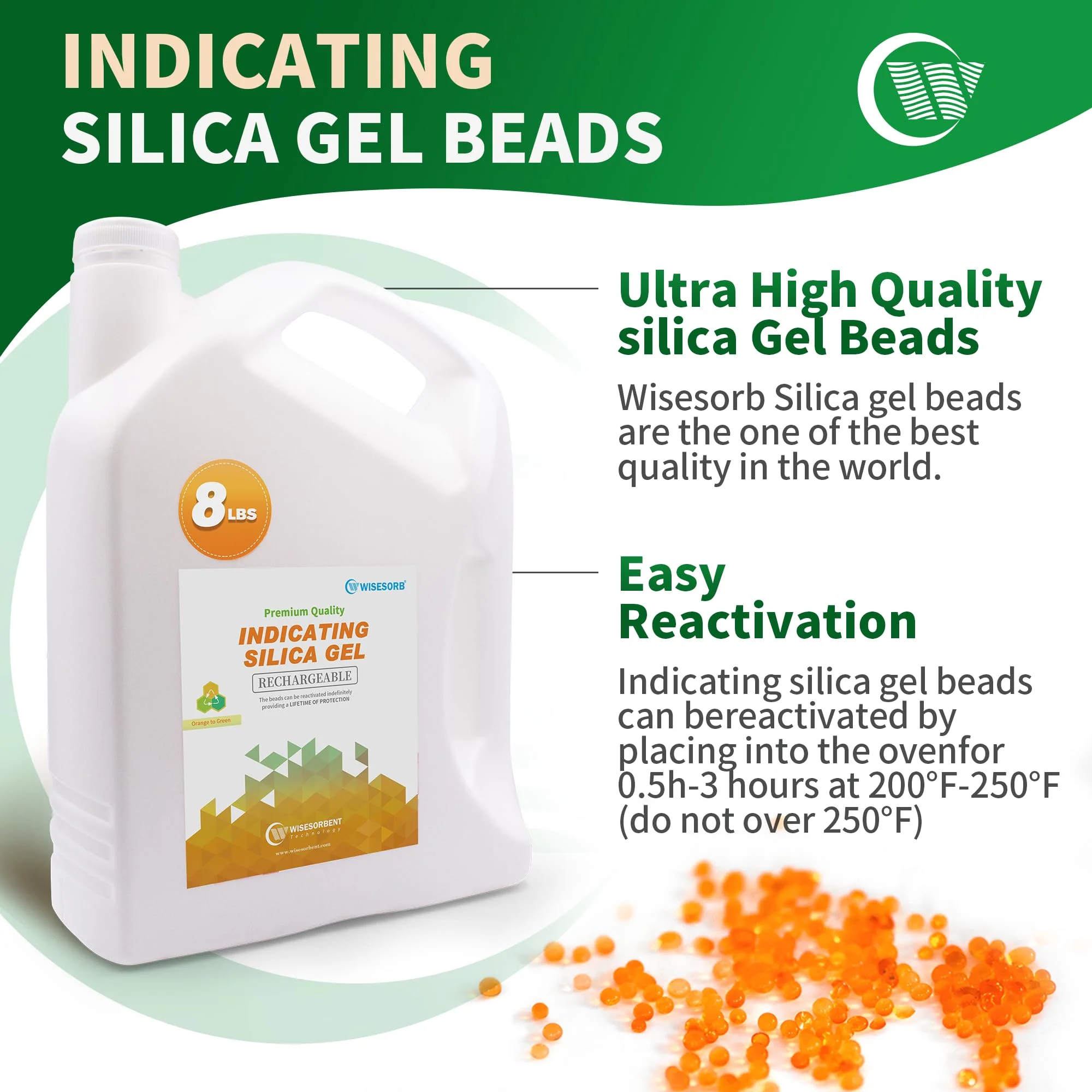 8 lb Orange Indicating Silica Gel Beads 2-4mm -Reusable - Image 3