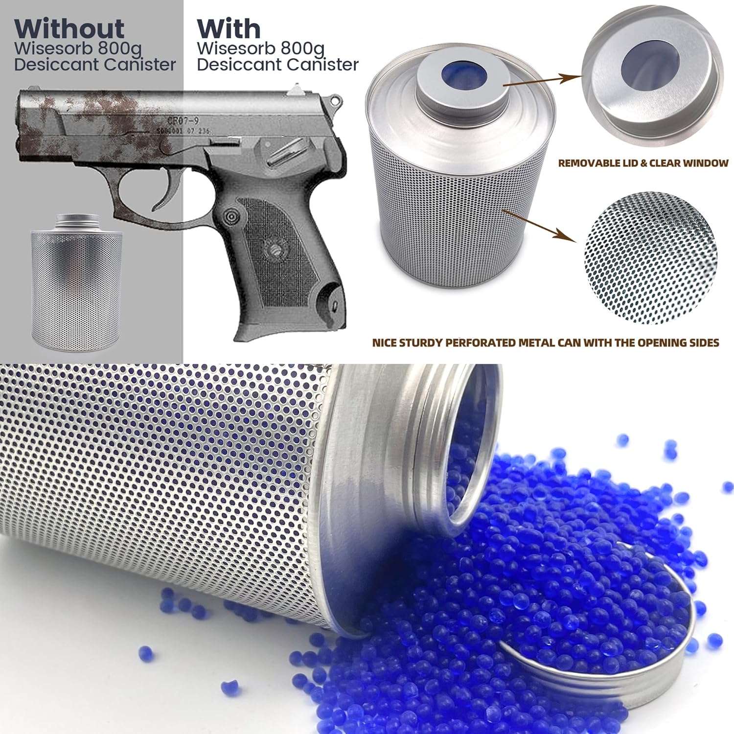800g Reusable Indicating Silica Gel in Iron Can–Perfect for Tool Box Humidity Absorption - Image 5