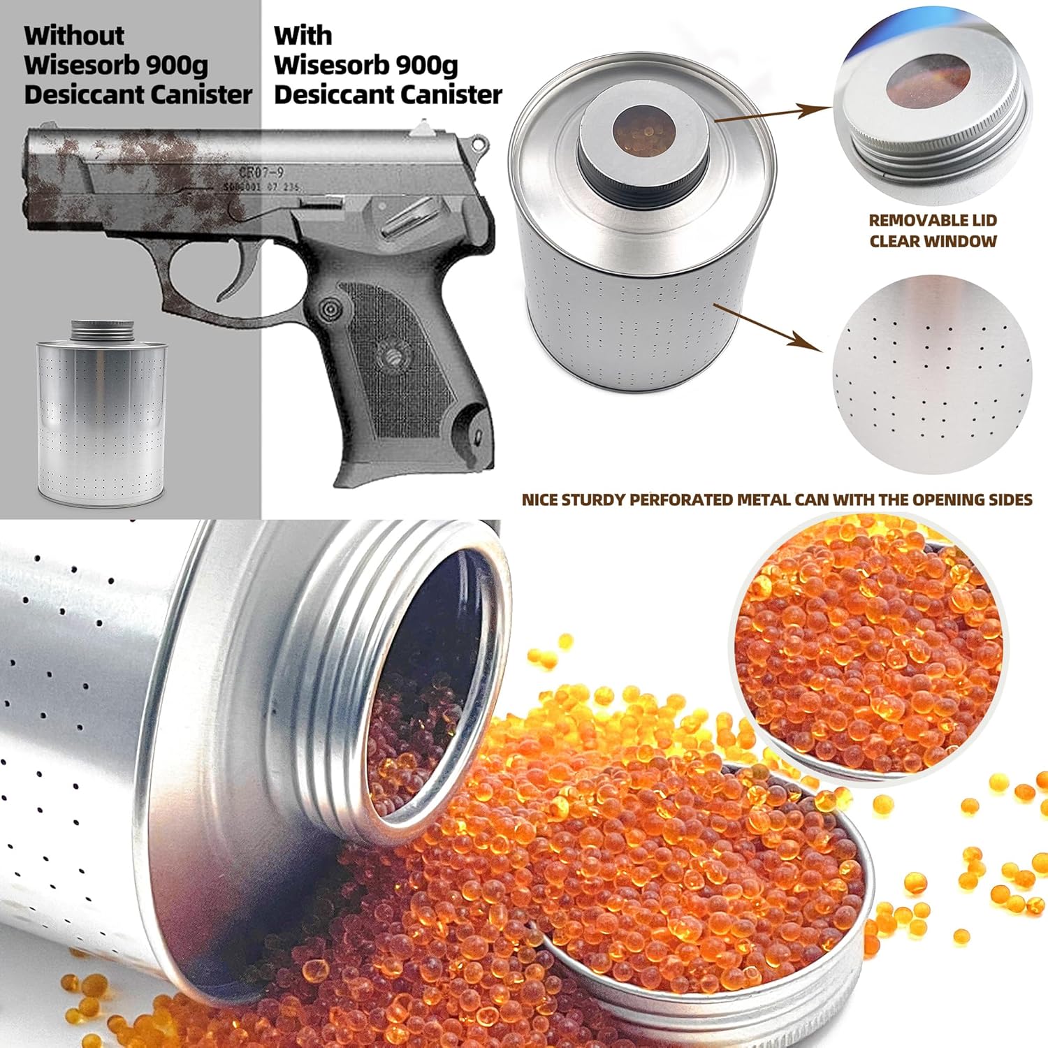 900g Reusable Indicating Silica Gel in Iron Can–Reliable for Closet Moisture Management - Image 7