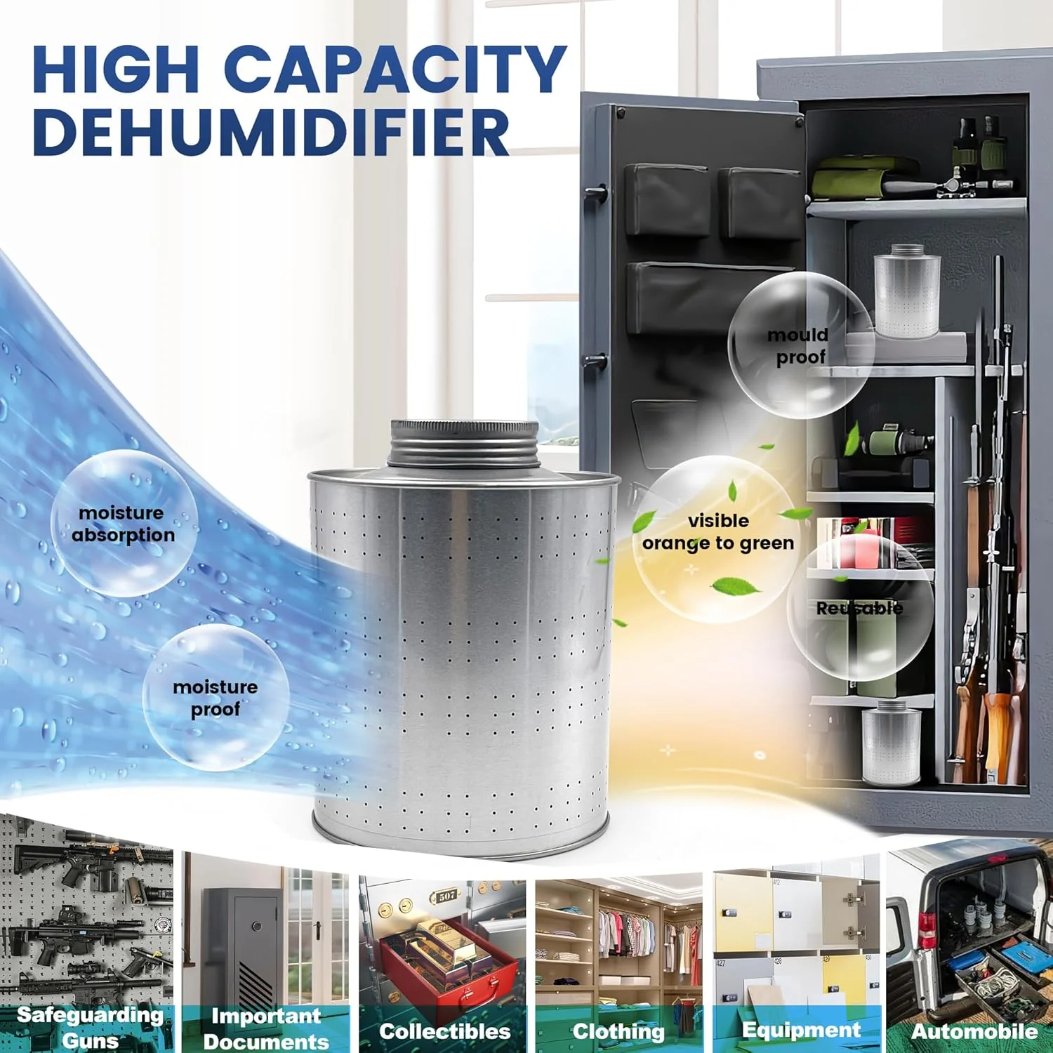 900g Reusable Indicating Silica Gel in Iron Can–Reliable for Closet Moisture Management - Image 8