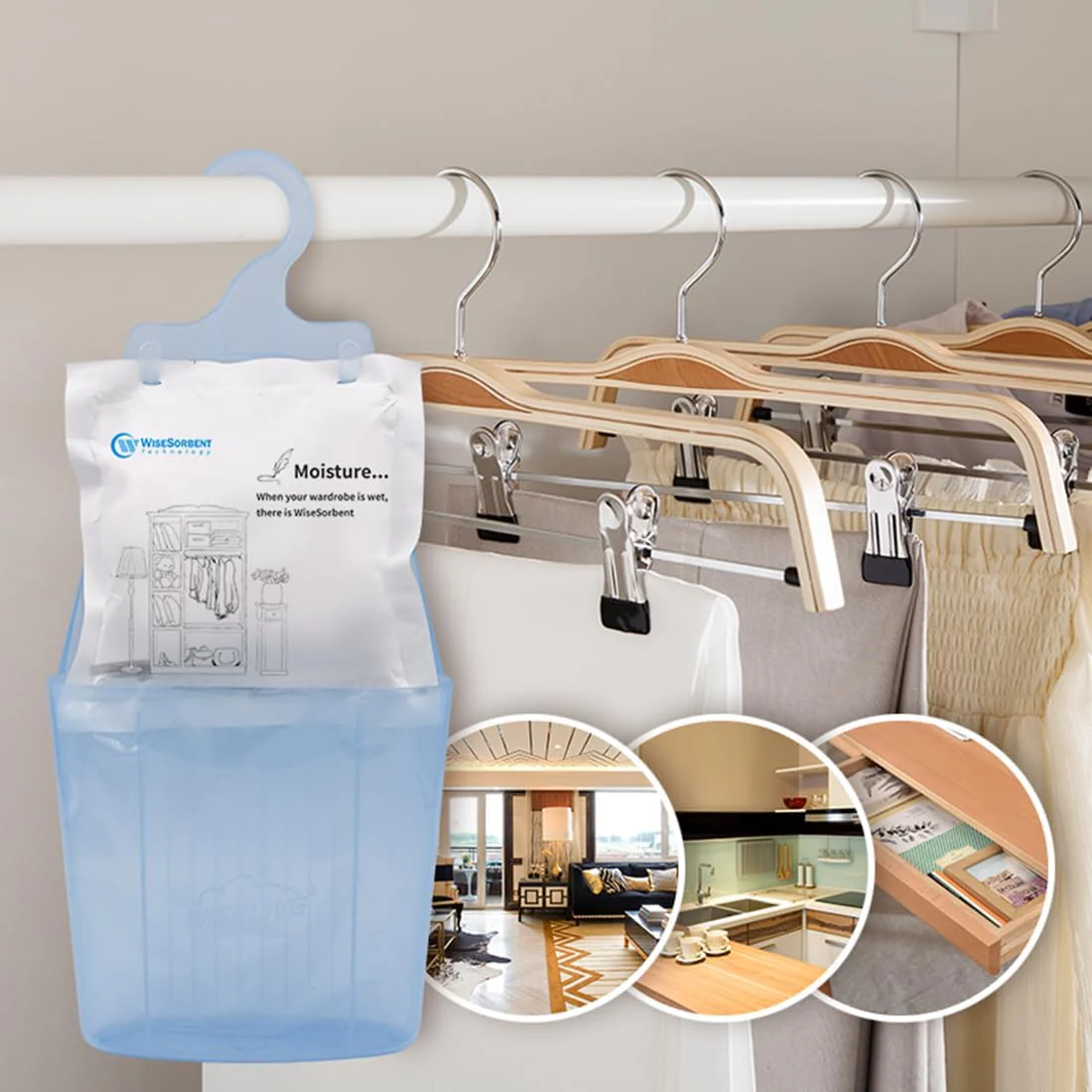 200g Fragrance Free Hanging Closet Dehumidifier Bags, Humidity Packs - Image 4