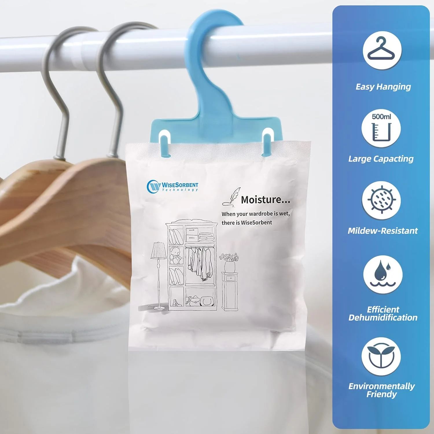 200g Fragrance Free Hanging Closet Dehumidifier Bags, Humidity Packs - Image 6