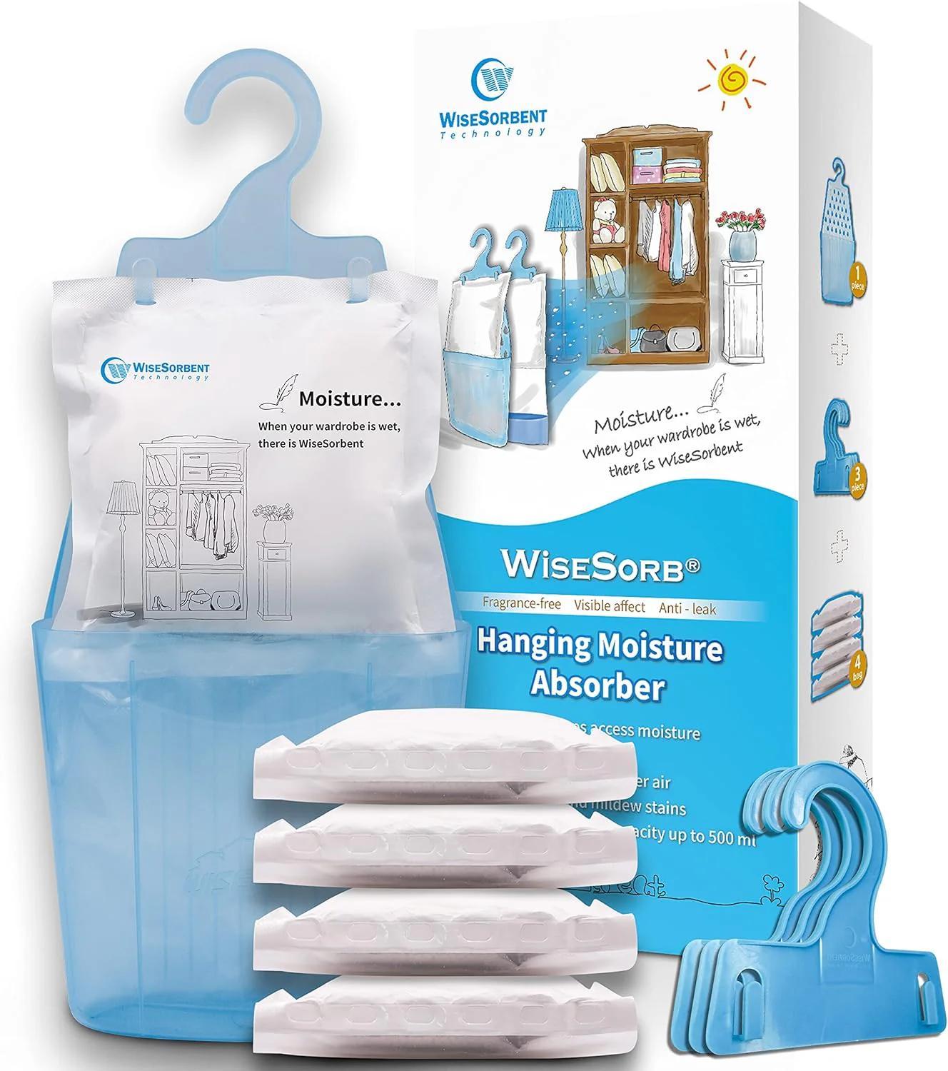200g Fragrance Free Hanging Closet Dehumidifier Bags, Humidity Packs - Image 9