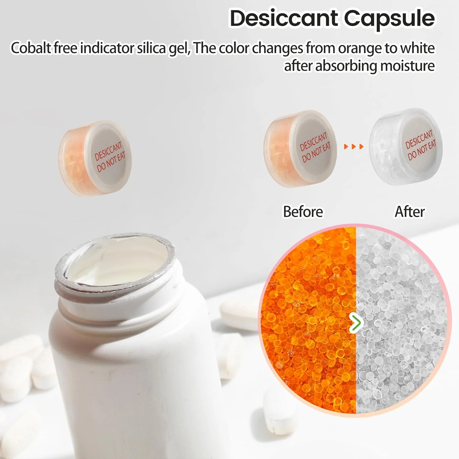 2g Clear Silica Desiccant Capsules–Prevents Moisture-Related Degradation of Medicines - Image 3