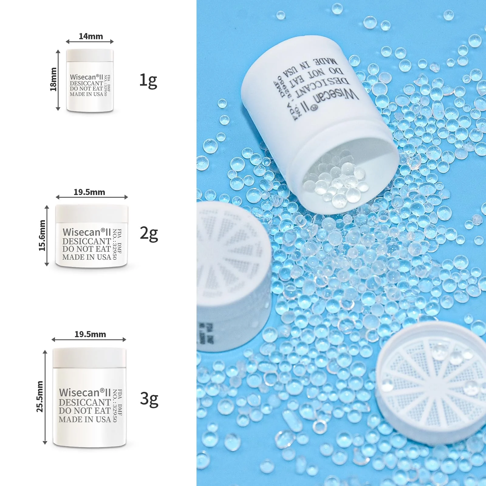 2g Silica Gel Desiccant Canister–For Pharmaceuticals and Nutraceuticals - Image 3